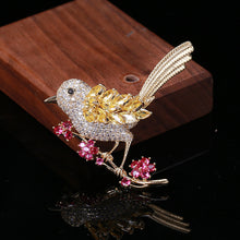 Load image into Gallery viewer, Fashion and Simple Plated Gold Bird Brooch with Cubic Zirconia