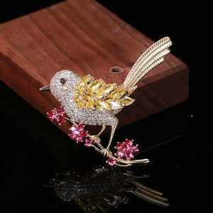Fashion and Simple Plated Gold Bird Brooch with Cubic Zirconia