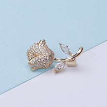Load image into Gallery viewer, Fashion Temperament Plated Gold Rose Brooch with Cubic Zirconia
