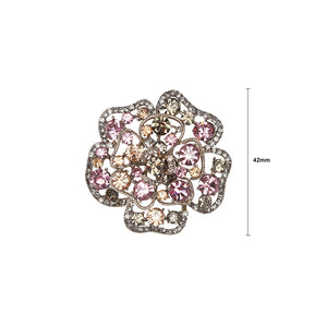 Fashion Bright Plated Gold Flower Brooch with Colorful Cubic Zirconia