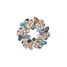 Load image into Gallery viewer, Fashion and Elegant Plated Gold Rosette Brooch with Colorful Cubic Zirconia