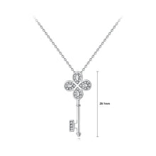 Load image into Gallery viewer, Fashion and Elegant Four-leaf Clover Key Pendant with Cubic Zirconia and Necklace