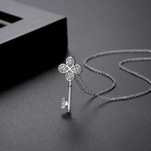 Load image into Gallery viewer, Fashion and Elegant Four-leaf Clover Key Pendant with Cubic Zirconia and Necklace