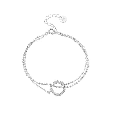 925 Sterling Silver Simple Fashion Geometric Circle Double-layer Bracelet with Cubic Zirconia
