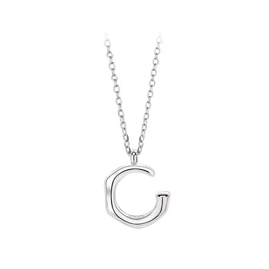 925 Sterling Silver Fashion Simple C-shaped Pendant with Necklace