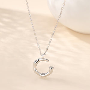 925 Sterling Silver Fashion Simple C-shaped Pendant with Necklace