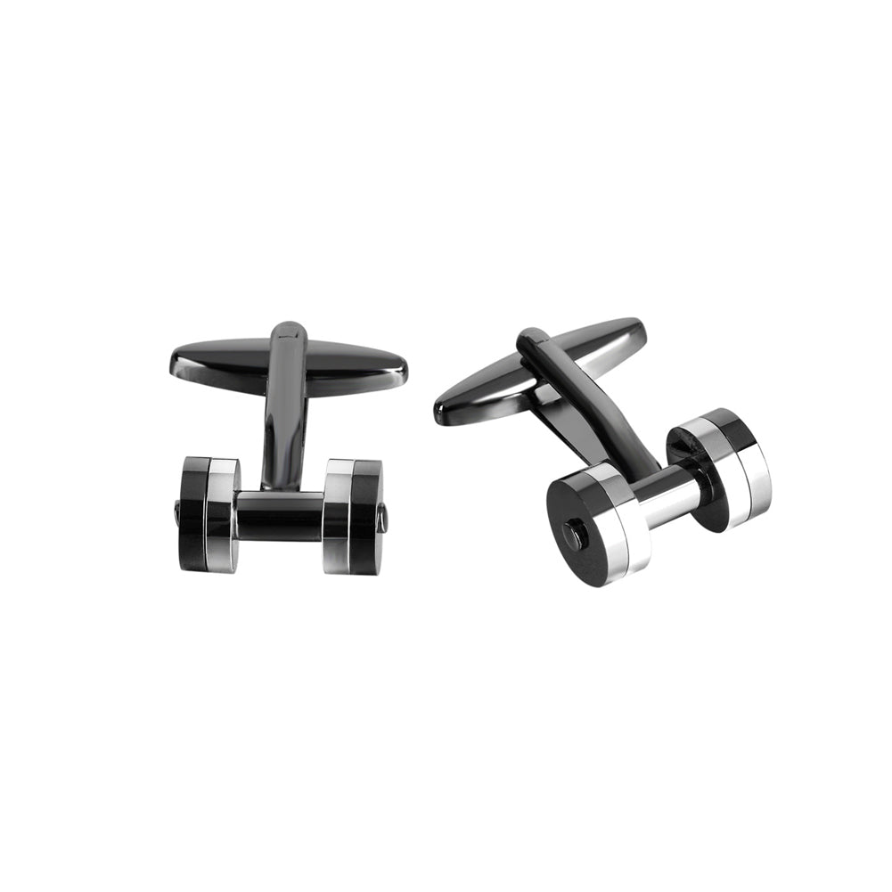 Fashion Simple Black and White Dumbbell Cufflinks