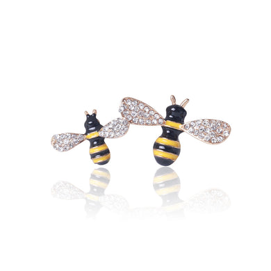 Simple and Lovely Plated Gold Enamel Bee Brooch with Cubic Zirconia