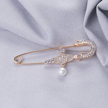 Load image into Gallery viewer, Fashion and Simple Plated Gold Planet Imitation Pearl Paperclip Brooch with Cubic Zirconia