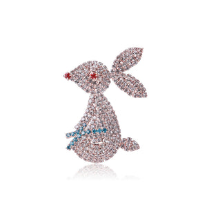Simple and Cute Plated Gold Rabbit Brooch with Cubic Zirconia