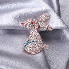 Load image into Gallery viewer, Simple and Cute Plated Gold Rabbit Brooch with Cubic Zirconia