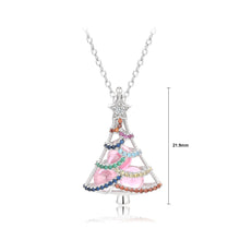 Load image into Gallery viewer, 925 Sterling Silver Fashion Bright Color Christmas Tree Round Bead Pendant with Cubic Zirconia and Necklace