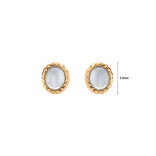 Load image into Gallery viewer, 925 Sterling Silver Plated Gold Twist Geometric Oval Blue Cubic Zirconia Stud Earrings