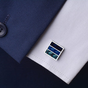 Fashion High-end Blue Geometric Square Cufflinks