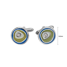 Load image into Gallery viewer, Fashion Splicing Enamel Green Round Cufflinks with Cubic Zirconia