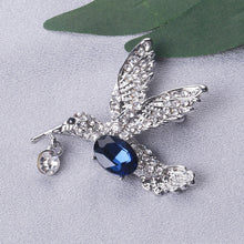 Load image into Gallery viewer, Fashion Bright Blue Hummingbird Brooch with Cubic Zirconia