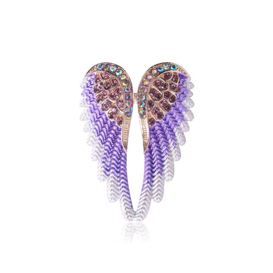 Fashion and Elegant Purple Angel Wing Brooch with Cubic Zirconia