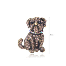 Load image into Gallery viewer, Simple and Cute Plated Gold Dog Brooch with Brown Cubic Zirconia