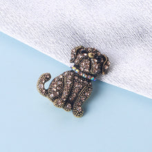 Load image into Gallery viewer, Simple and Cute Plated Gold Dog Brooch with Brown Cubic Zirconia