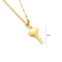 Load image into Gallery viewer, Simple Personality Plated Gold Heart-shaped Key 316L Stainless Steel Pendant with Necklace