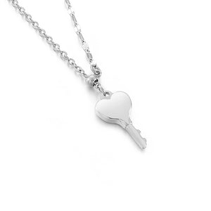 Simple Personality Heart-shaped Key 316L Stainless Steel Pendant with Necklace