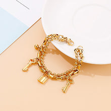Load image into Gallery viewer, Fashion Simple Plated Gold Lock Key 316L Stainless Steel Double Layer Bracelet