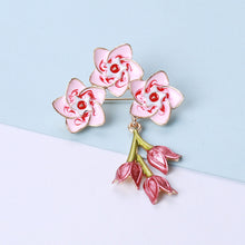 Load image into Gallery viewer, Fashion and Sweet Plated Gold Enamel Pink Flower Brooch