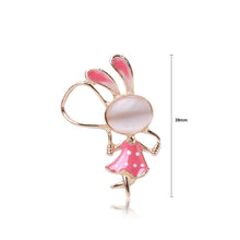 Load image into Gallery viewer, Fashion and Cute Plated Gold Enamel Red Rabbit Imitation Opal Brooch