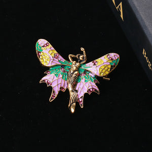Fashion and Elegant Plated Gold Enamel Color Butterfly Sprite Brooch