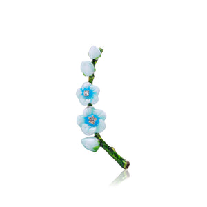 Simple and Fashion Plated Gold Enamel Blue Flower Brooch with Cubic Zirconia