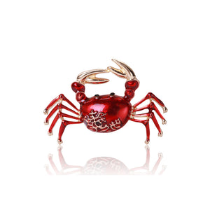 Simple and Cute Plated Gold Enamel Red Crab Brooch