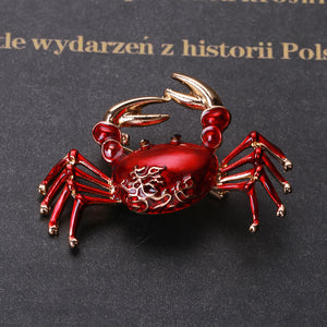 Simple and Cute Plated Gold Enamel Red Crab Brooch