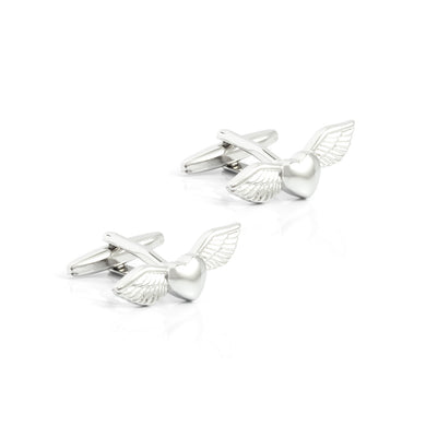 Fashion Simple Heart-shaped Angel Wings Cufflinks