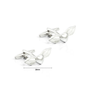 Fashion Simple Heart-shaped Angel Wings Cufflinks
