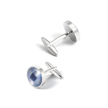 Load image into Gallery viewer, Fashion and Elegant Geometric Round Blue Cubic Zirconia Cufflinks