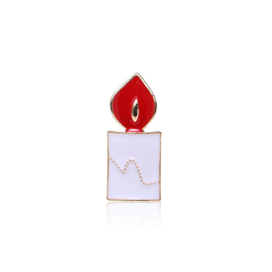 Fashion and Simple Plated Gold Enamel Christmas Candle Brooch