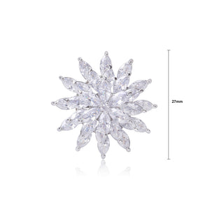 Simple Bright Snowflake Brooch with Cubic Zirconia