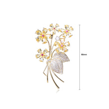 Load image into Gallery viewer, Fashion Bright Plated Gold Flower Brooch with Yellow Cubic Zirconia