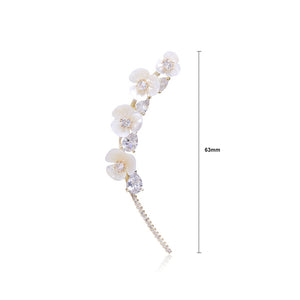 Simple and Fashion Plated Gold Flower Shell Brooch with Cubic Zirconia
