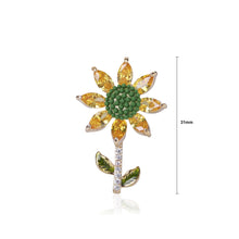 Load image into Gallery viewer, Fashion and Cute Plated Gold Sunflower Brooch with Yellow Cubic Zirconia