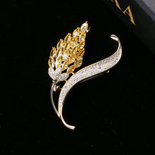 Load image into Gallery viewer, Fashion and Elegant Plated Gold Wheat Brooch with Yellow Cubic Zirconia