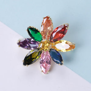 Fashion and Simple Plated Gold Color Flower Brooch with Cubic Zirconia