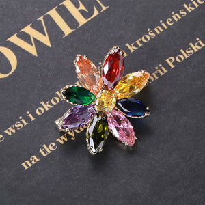 Fashion and Simple Plated Gold Color Flower Brooch with Cubic Zirconia