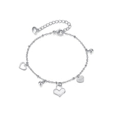 Load image into Gallery viewer, Simple and Fashion Heart-shaped Shell Round Bead 316L Stainless Steel Bracelet with Cubic Zirconia