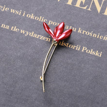 Load image into Gallery viewer, Fashion Simple Plated Gold Enamel Red Flower Brooch