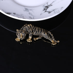 Personalized Domineering Plated Gold Tiger Brooch