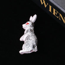 Load image into Gallery viewer, Simple and Cute Enamel Grey Rabbit Brooch