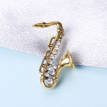 Load image into Gallery viewer, Fashion Personality Plated Gold Saxophone Brooch with Cubic Zirconia