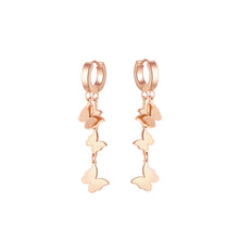 Load image into Gallery viewer, Fashion and Elegant Plated Rose Gold 316L Stainless Steel Butterfly Tassel Earrings