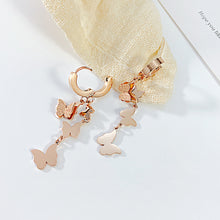 Load image into Gallery viewer, Fashion and Elegant Plated Rose Gold 316L Stainless Steel Butterfly Tassel Earrings